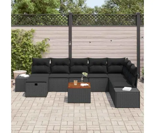 Dārza Dīvānu Komplekts 9 Pcs Melna Poliūtu Rotangpalma Vidaxl