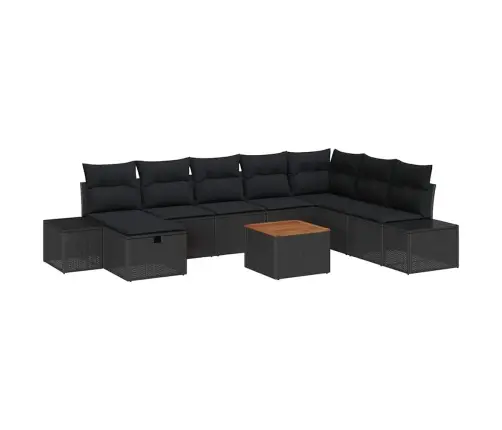 Dārza Dīvānu Komplekts 9 Pcs Melna Poliūtu Rotangpalma Vidaxl