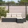 Sodo Sofų Rinkinys Su Pagalve 4 Pcs Juoda Poli Ratanas