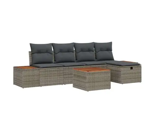 6 Gab. Dārza Dīvānu Komplekts Ar Spilveniem Pelēkā Polietilēna Rotangpalmas Vidaxl