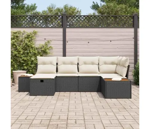 6 Daļu Dārza Dīvānu Komplekts Ar Spilveniem Melnas Polietilēna Rotangpalmas Vidaxl