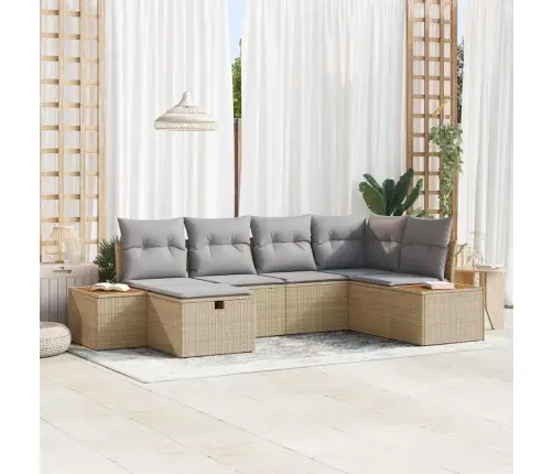 Sodo Sofų Rinkinys Su Pagalve Su Saugykla Smėlio Poliratanas