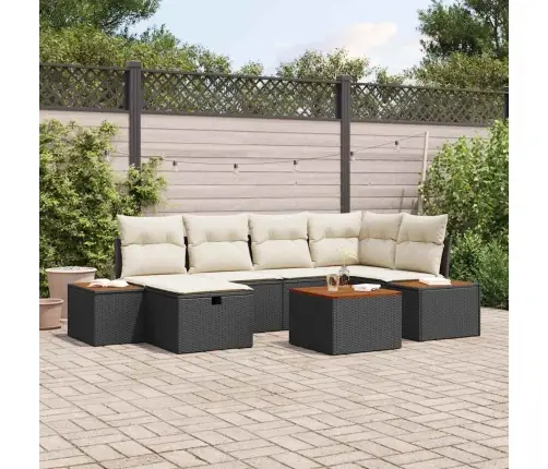 Aia Diivanikomplekt 7 Pcs Must 55 X 62 X 69 Cm Polürooster