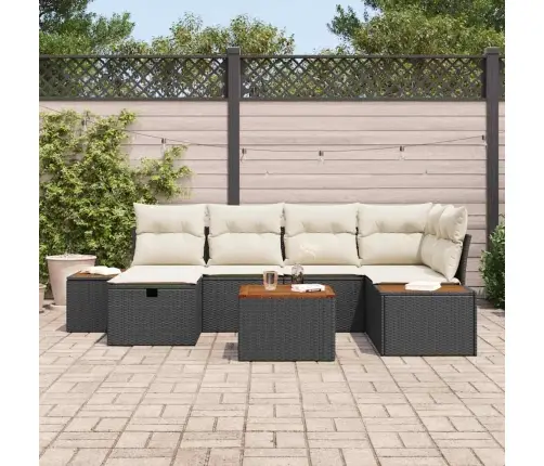 Aia Diivanikomplekt 7 Pcs Must 55 X 62 X 69 Cm Polürooster