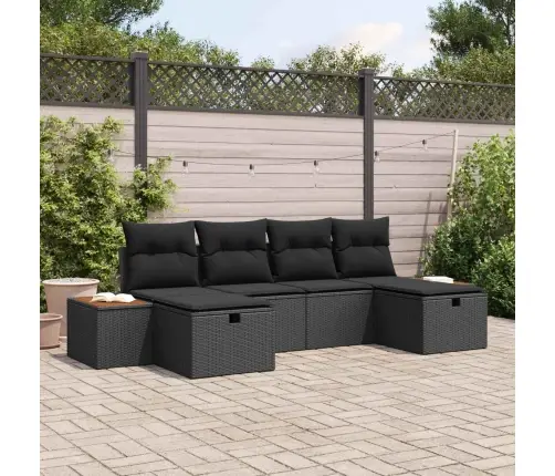 Sodo Sofų Rinkinys 6 Pcs Juoda 55 X 62 X 69 Cm Poli Ratanas