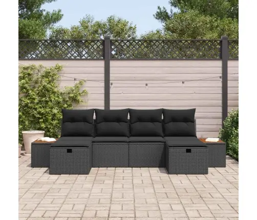 Sodo Sofų Rinkinys 6 Pcs Juoda 55 X 62 X 69 Cm Poli Ratanas