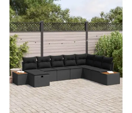 Dārza Dīvānu Komplekts Ar Spilvenu Melna Poliratāns Vidaxl