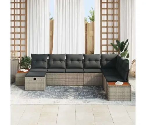 Dārza Dīvānu Komplekts 8 Pcs Pelēka Poliūtu Rotangpalma Vidaxl