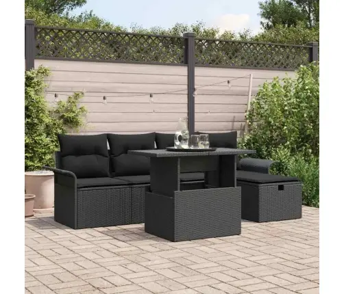 Dārza Dīvānu Komplekts 6 Pcs Melna Poliūtu Rotangpalma Vidaxl