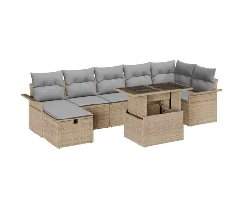 Dārza Dīvānu Komplekts 8 Pcs Bēša Poliūtu Rotangpalma Vidaxl