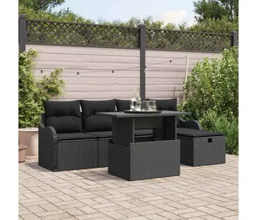 Dārza Dīvānu Komplekts 6 Pcs Melna Poliūtu Rotangpalma Vidaxl