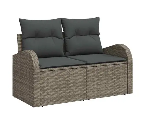 6 Daļu Dārza Sofas Komplekts Ar Spilveniem Pelēkā Poli Rotangpalma Vidaxl