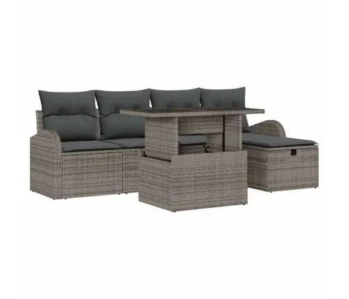 6 Daļu Dārza Sofas Komplekts Ar Spilveniem Pelēkā Poli Rotangpalma Vidaxl