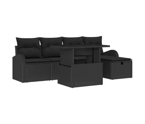 Dārza Dīvānu Komplekts 6 Pcs Melna Poliūtu Rotangpalma Vidaxl
