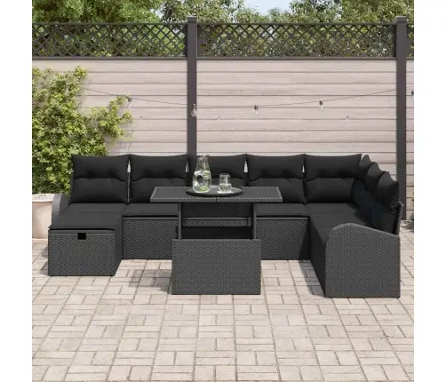 Dārza Dīvānu Komplekts 9 Pcs Melna Poliūtu Rotangpalma Vidaxl