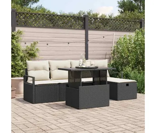 6 Daļu Dārza Dīvānu Komplekts Ar Spilveniem, Melns Poli Rotangpalma Vidaxl 6 Daļu Dārza Dīvānu Komplekts Ar Spilveniem, Melns Poli Rotangpalma Vidaxl