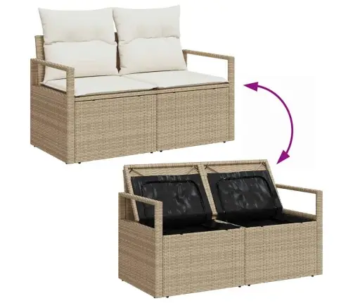Sodo Sofų Rinkinys Su Pagalve 6 Pcs Smėlio Poli Ratanas