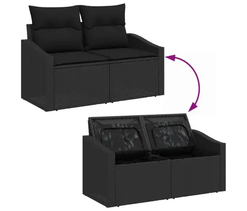 Dārza Dīvānu Komplekts Ar Spilvenu 7 Pcs Melna Poliratāns Vidaxl