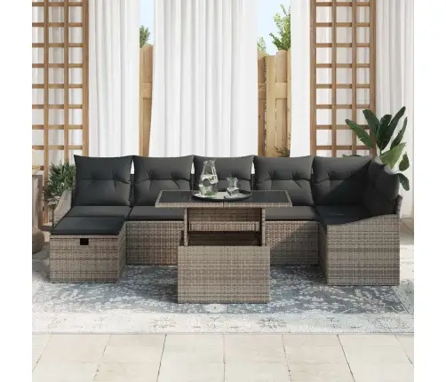 Dārza Dīvānu Komplekts 8 Pcs Pelēka Poliratāns Vidaxl