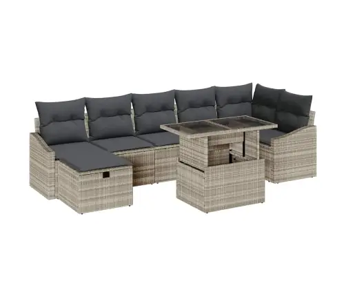 Sodo Sofų Rinkinys 8 Pcs Šviesiai Pilka Poliratanas