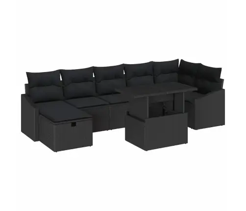 Dārza Dīvānu Komplekts 8 Pcs Melna Poliratāns Vidaxl