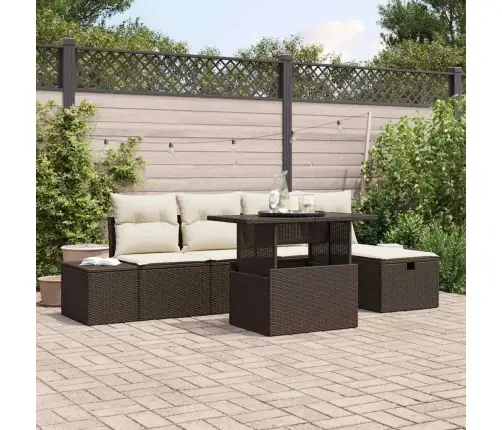 6 Gabalu Dārza Dīvānu Komplekts Ar Spilveniem Brūna Rotangpalma Vidaxl