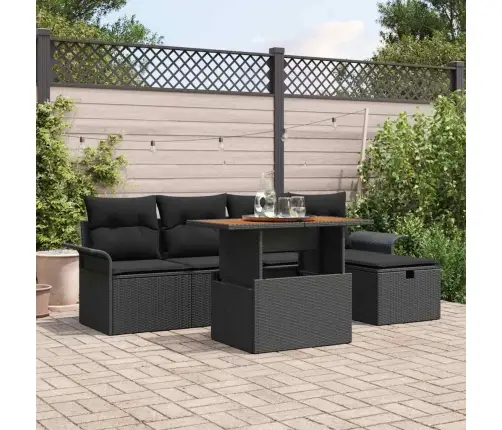 Dārza Dīvānu Komplekts 6 Pcs Melna Poliratāns Vidaxl