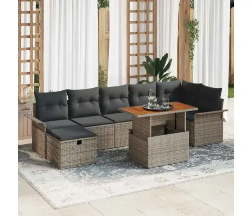 Sodo Sofų Rinkinys 8 Pcs Pilka Poliratanas