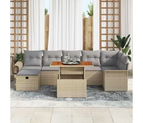 Dārza Dīvānu Komplekts 8 Pcs Bēša Poliratāns Vidaxl