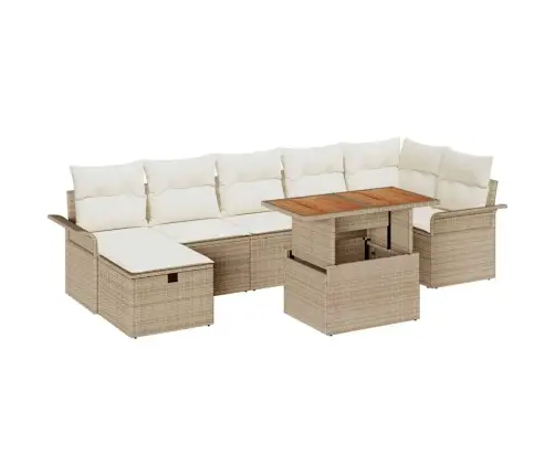 Sodo Sofų Rinkinys 8 Pcs Smėlio Poliratanas