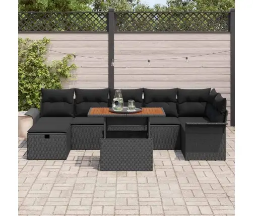 Dārza Dīvānu Komplekts 8 Pcs Melna Poliratāns Vidaxl