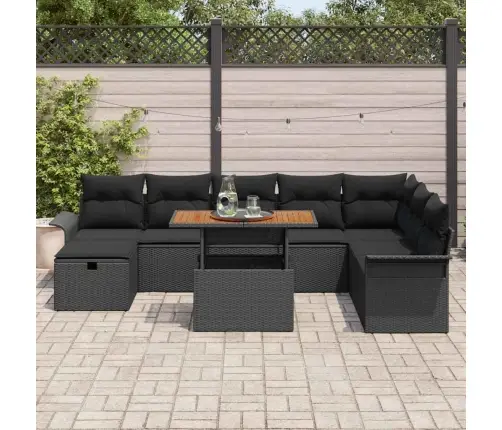 Dārza Dīvānu Komplekts 9 Pcs Melna Poliratāns Vidaxl