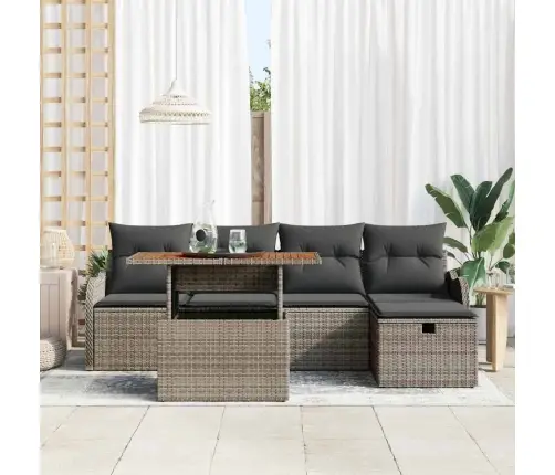 6 Daļu Dārza Dīvānu Komplekts Ar Spilveniem, Pelēks Poliratans Vidaxl