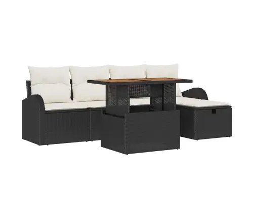 Aia Diivanikomplekt 6 Pcs Must Polürotang