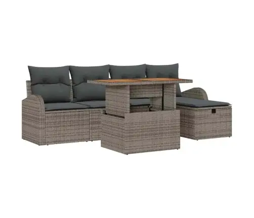 Sodo Sofų Rinkinys 6 Pcs Pilka Poliratanas