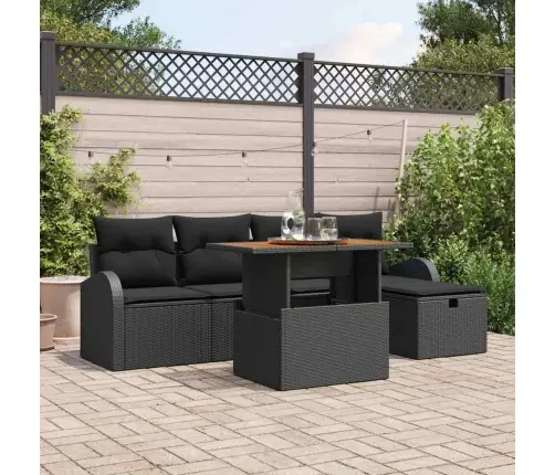 Dārza Dīvānu Komplekts 6 Pcs Melna Poliratāns Vidaxl