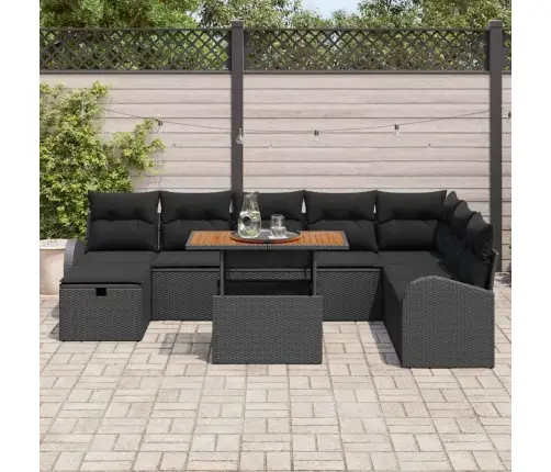 Aia Diivanikomplekt 9 Pcs Must Polürotang