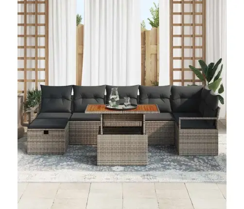 Sodo Sofų Rinkinys 8 Pcs Pilka Poliratanas