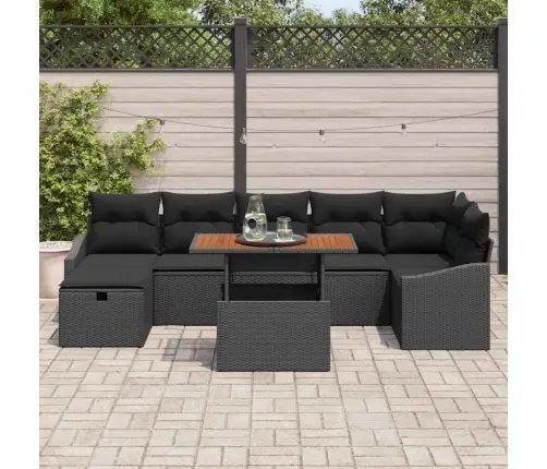Dārza Dīvānu Komplekts 8 Pcs Melna Poliratāns Vidaxl
