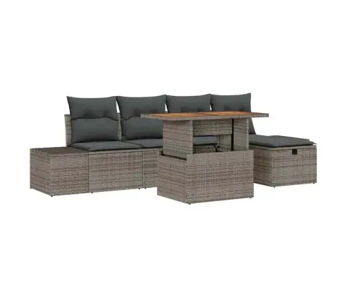 Sodo Sofų Rinkinys 6 Pcs Pilka Poliratanas