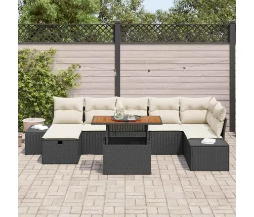 Aia Diivanikomplekt 8 Pcs Must Polürotang