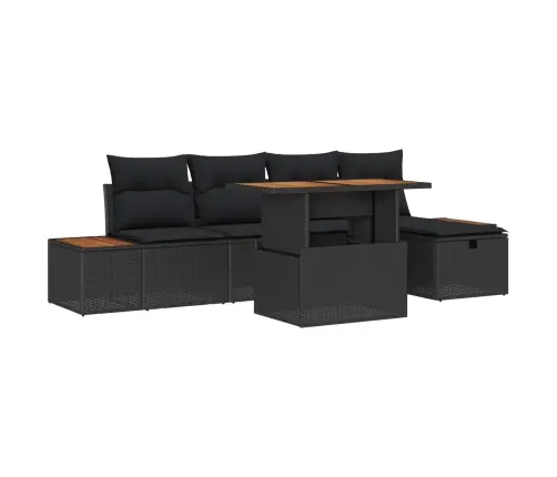 Dārza Dīvānu Komplekts 6 Pcs Melna Poliratāns Vidaxl