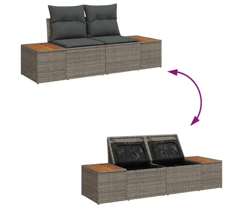 Sodo Sofų Rinkinys 7 Pcs Pilka Poliratanas