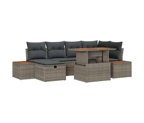 Sodo Sofų Rinkinys 7 Pcs Pilka Poliratanas