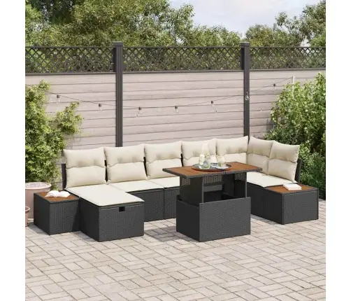 Sodo Sofų Rinkinys 8 Pcs Juoda Poliratanas