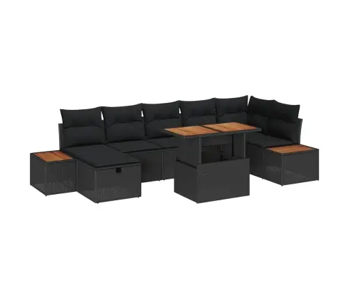 Dārza Dīvānu Komplekts 8 Pcs Melna Poliratāns Vidaxl