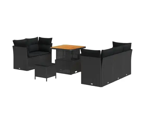 Sodo Sofų Rinkinys 8 Pcs Juoda Poliratanas