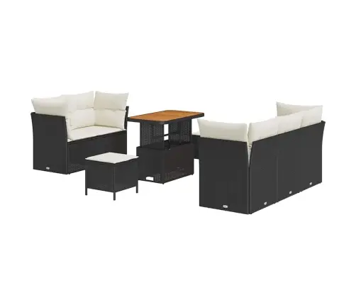 Sodo Sofų Rinkinys 8 Pcs Juoda Poliratanas