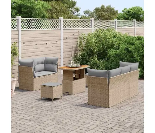 Sodo Sofų Rinkinys 8 Pcs Smėlio Poliratanas