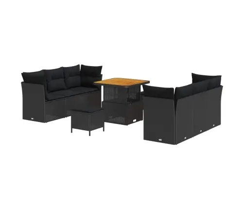 Aia Diivanikomplekt 9 Pcs Must Polürotang